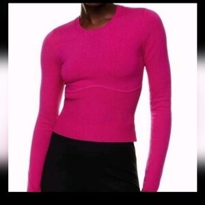 Aritzia Babaton Sculpt Knit Empire Longsleeve Corset Sweater in Granita Pink